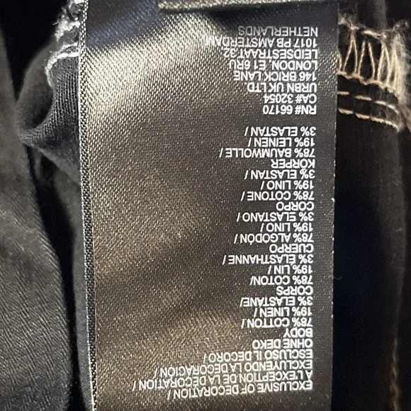 Anthropologie Utility Barrel Pants Size 2 Black Linen Blend Cargo Pocket Trouser - Picture 8 of 9